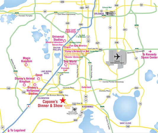 Mapa de los mejores parques de Orlando